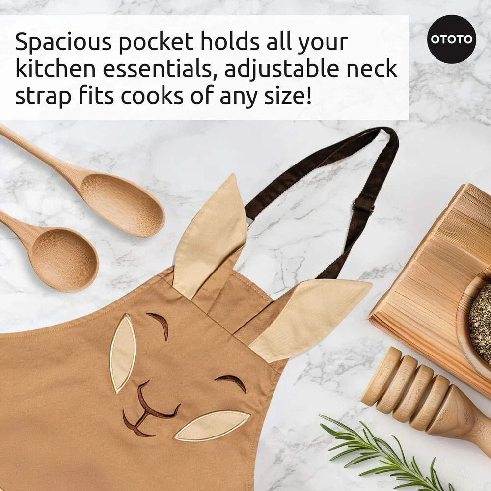 OTOTO White Aproo Cooking Apron – Cute Kitchen Pockets Funny BROWN APROO ONLY